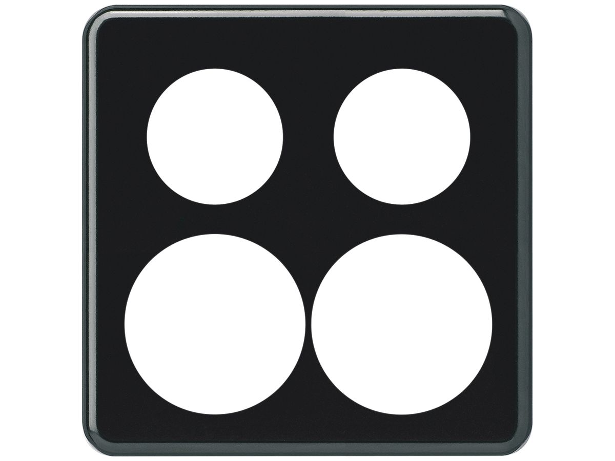 UP-Abdeckplatte basico 2×2 2×Ø43mm+2×Ø58mm schwarz