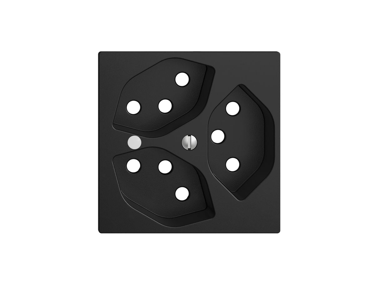 Frontset EDIZIOdue schwarz, 60×60mm 3×T13 mit Linse