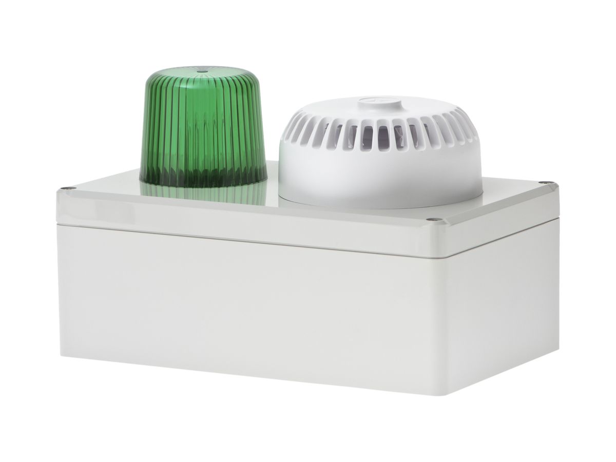 Blitzleuchte Hugentobler Typ 110 mit Sirene 12VAC 5Ws grün