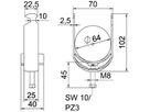 Schnellverleger BET 2056 H-Fuss Kunststoff 58…64mm 1×Kabel A2 1.4301