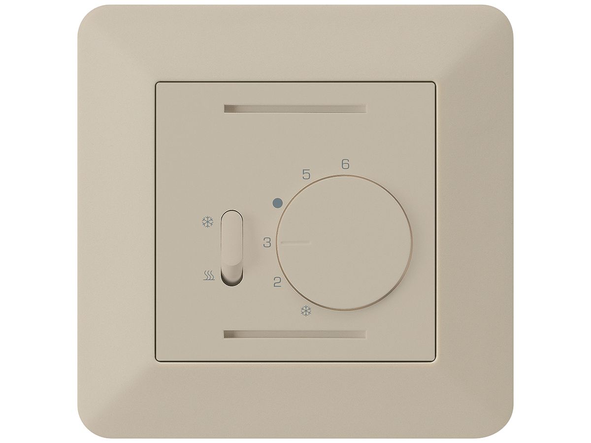 UP-Thermostat Hager kallysto.trend, mit Schalter Heizen/Kühlen, beige