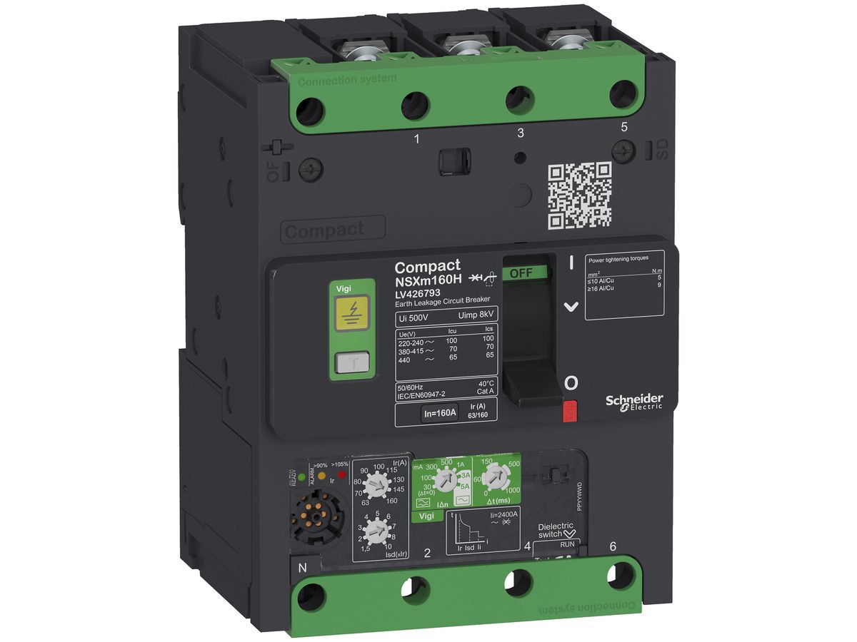 Leistungsschalter Schneider Electric NSXm160H Vigi 160A 3P 70kA SS