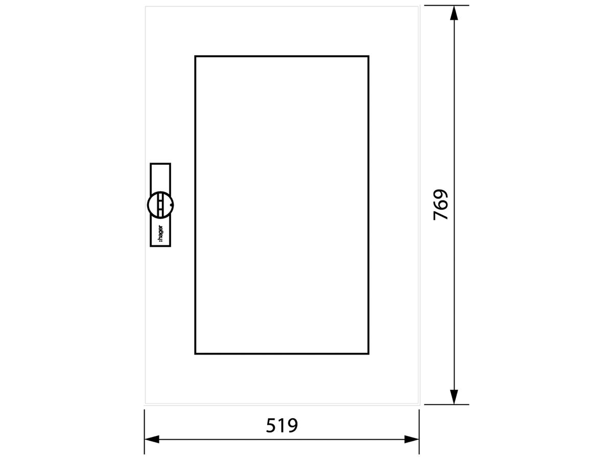 Klarsichttür rechts Hager univers für Wandschrank FP52 800×550mm