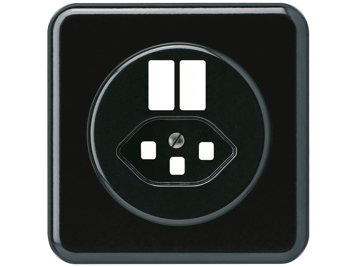 UP-Frontset basico G f.Steckdose 2×USB & Typ 23 schwarz