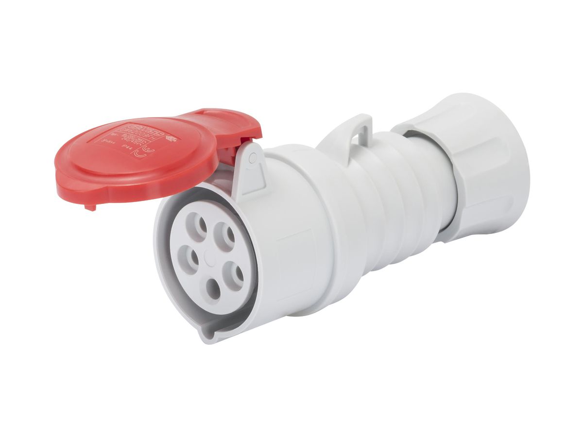Kupplung CEE GEWISS 32A IP44/54 4P 6h 415V Steckklemmen Ø71×176mm rot