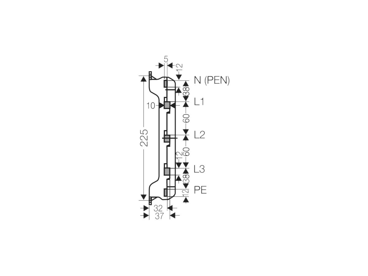 Sammelschienenträger Hensel für Sammelschienen 12×10mm, 250A