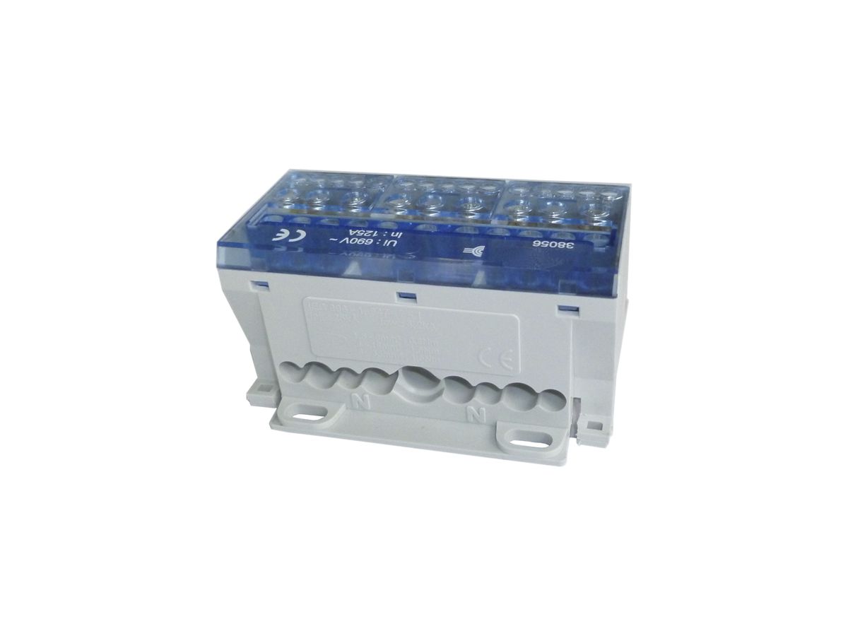 Verteilerblock PDB 4L 125A 98×74.5×45mm 2×35/11×6+8×16mm² grau