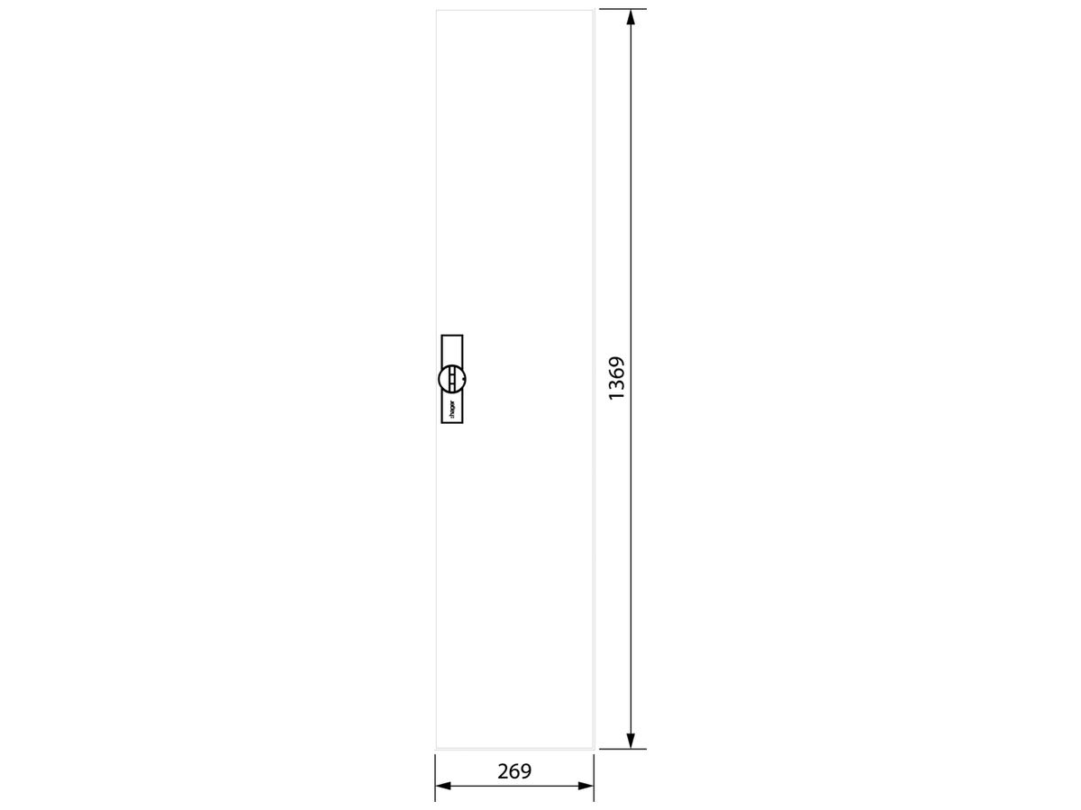 Tür rechts Hager Univers 269×1369×12mm IP44 weiss