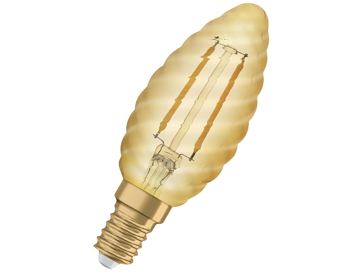 LED-Lampe LEDVANCE Vintage E14 1.5W 120lm 2400K Ø35×100mm gerillt klar Gold