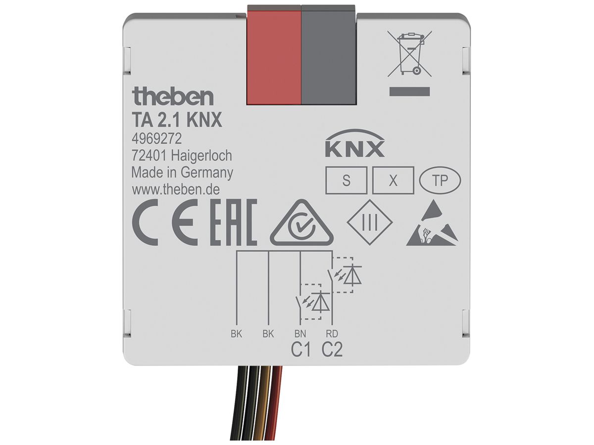 EB-Ein-/Ausgangs-Modul KNX Theben TA 2.1 2-Kanal 5VUC 38×37.3×12.4mm