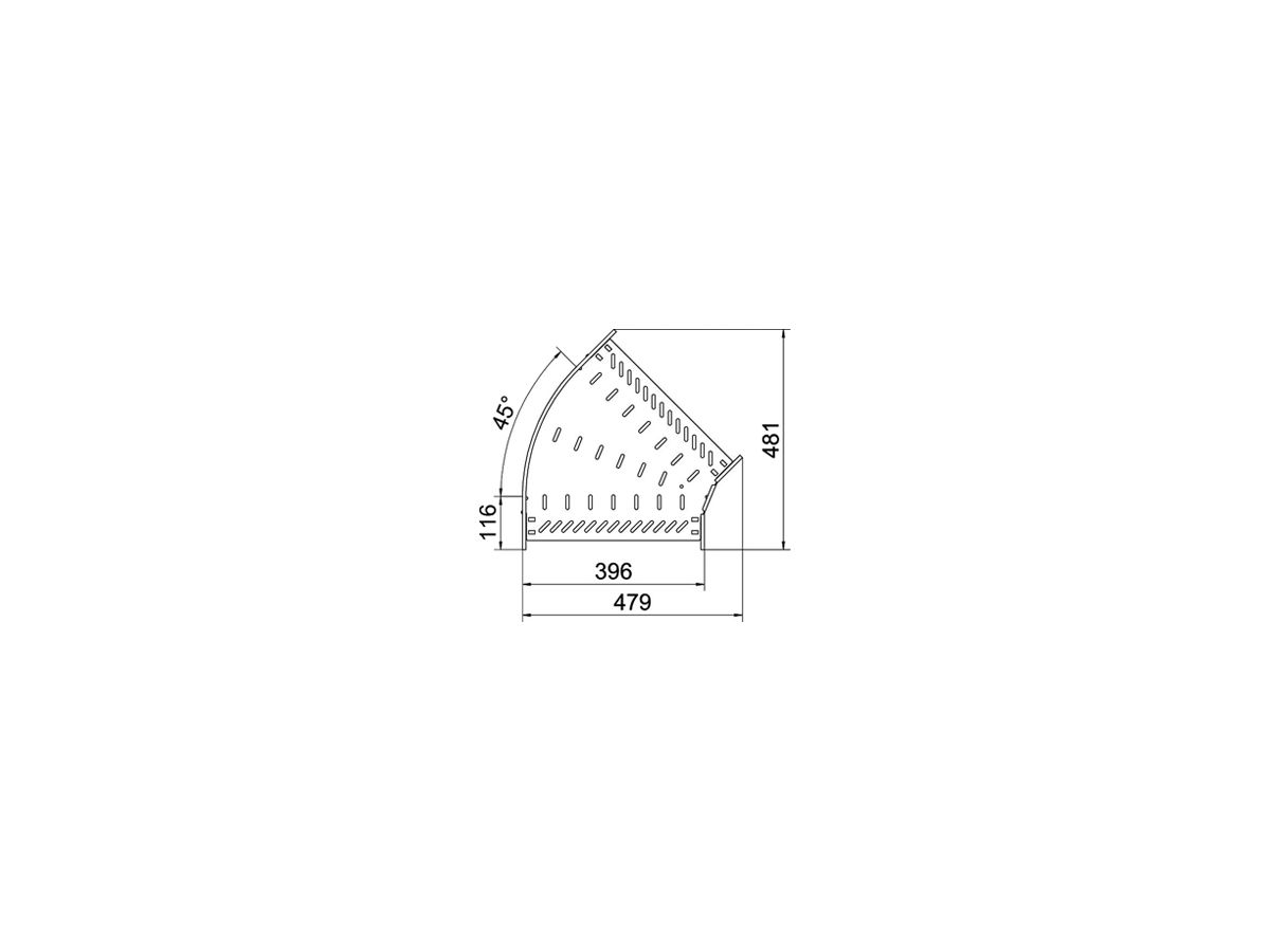 Bogen BET RB 45° 110×400mm Stahl bandverzinkt