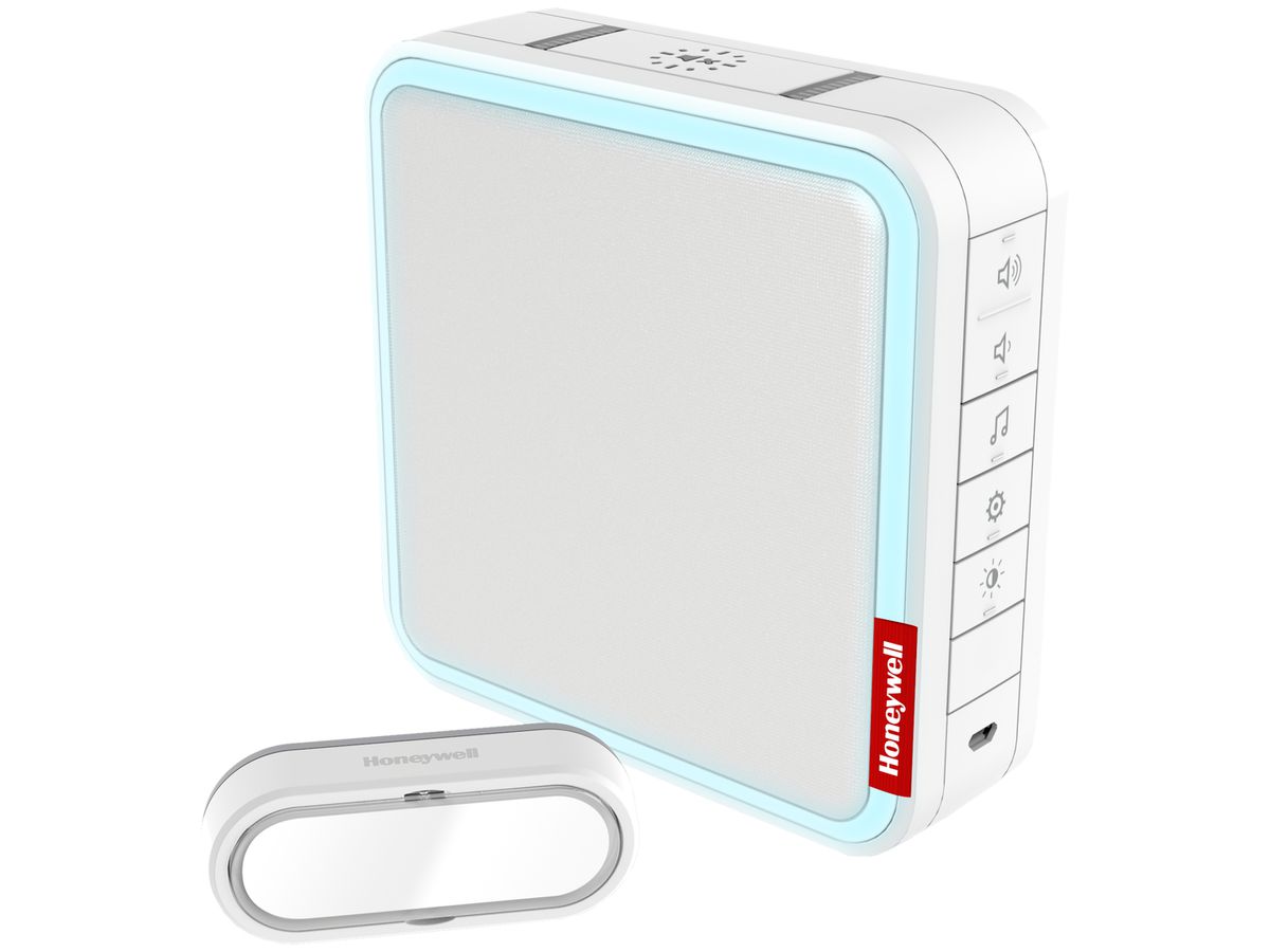 Funk-Gong Honeywell DC917SL 200m, weiss, mit Klingeltaster, MP3 Lichtring
