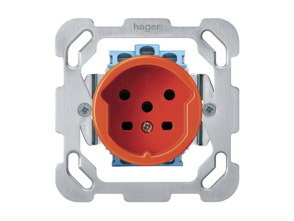 UP-Steckdose HA basico Typ 15 mit Befestigungsplatte mit Steckklemmen orange