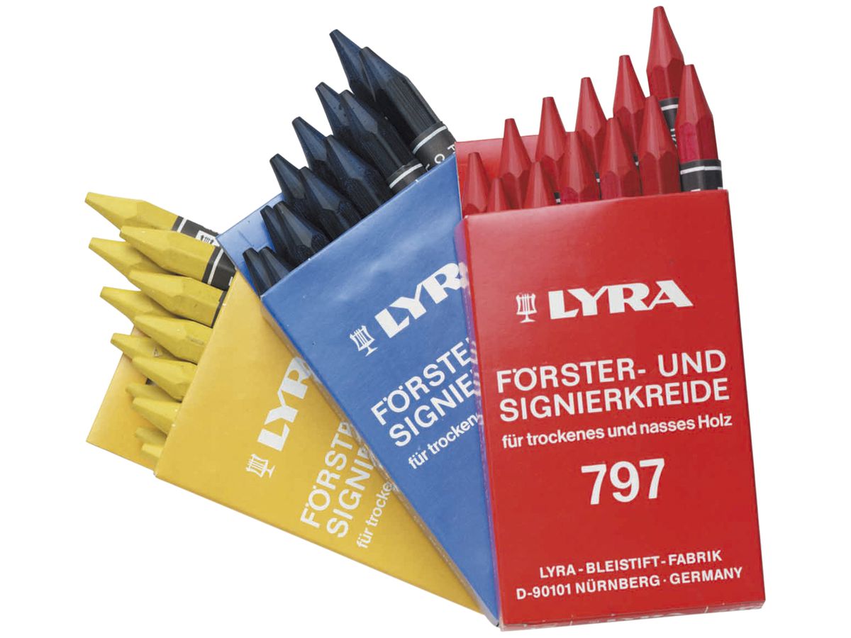 Signierkreide Lyra 6-kant blau 115mm