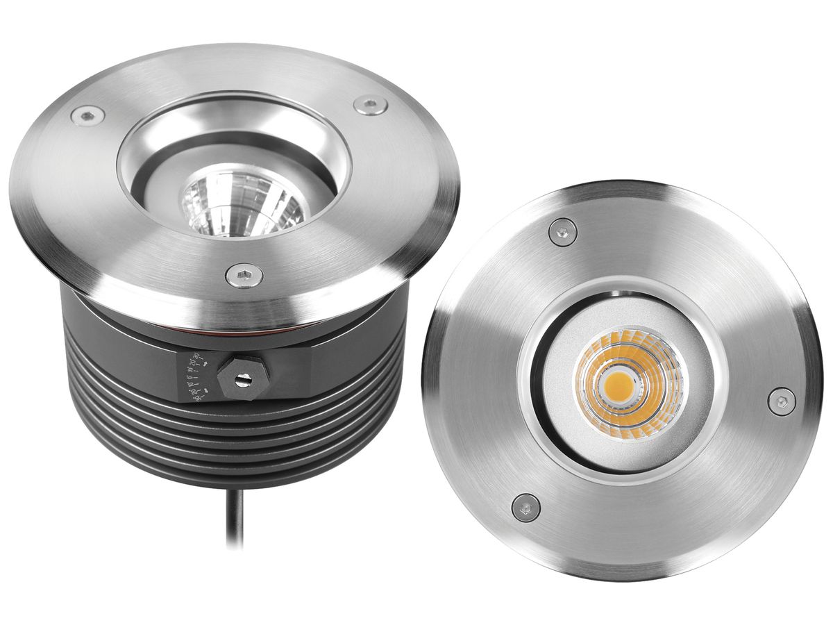 EB-LED-Bodenleuchte DISC III IP67 6W 2700K DALI 116×73mm grau
