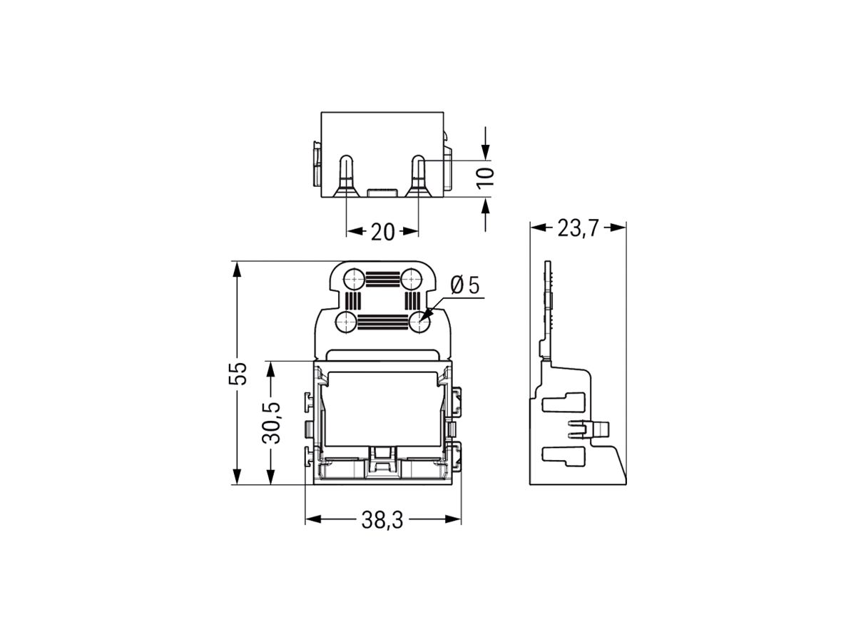 Befestigungsadapter WAGO m.Zugentlastung für 10×4mm² Schraub ws