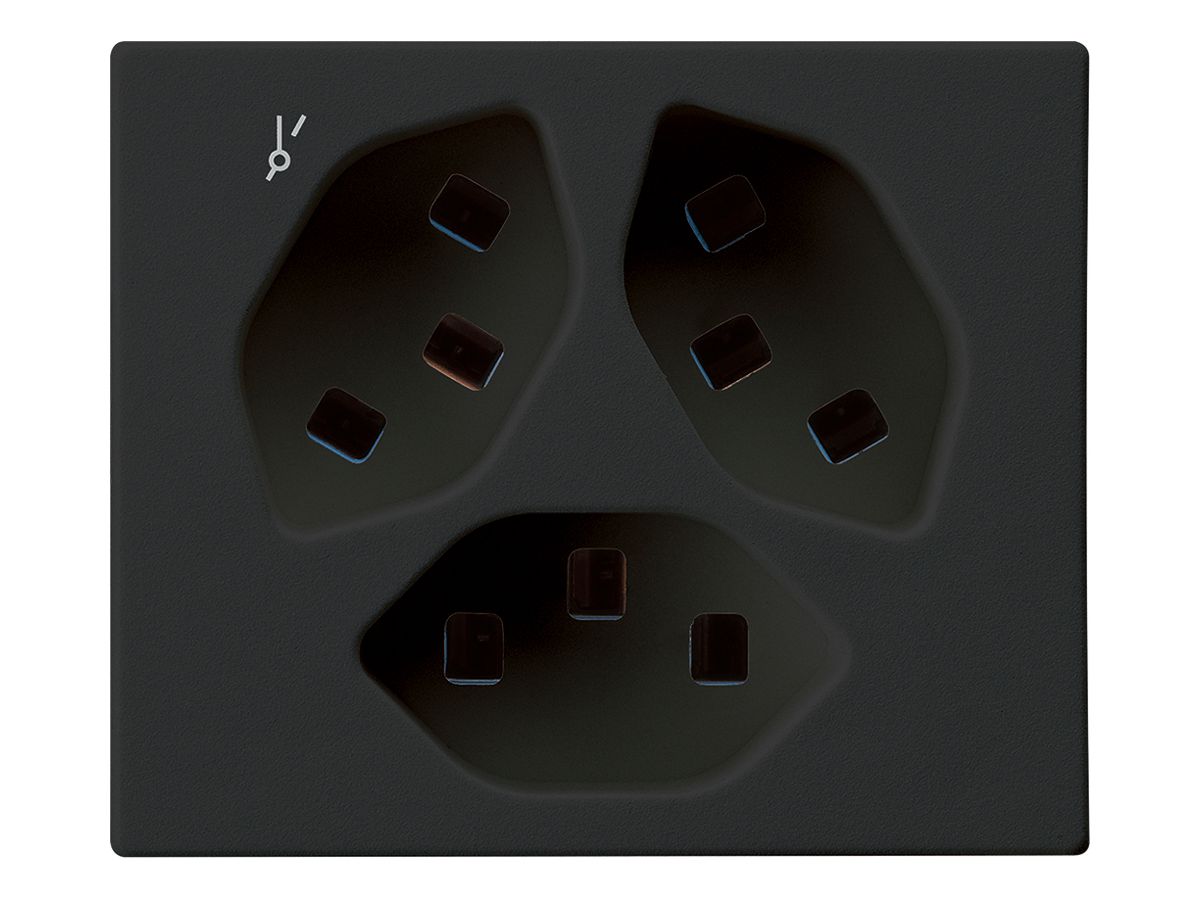 FLF-Steckdose Hager 3×Typ 23 1×S D schwarz