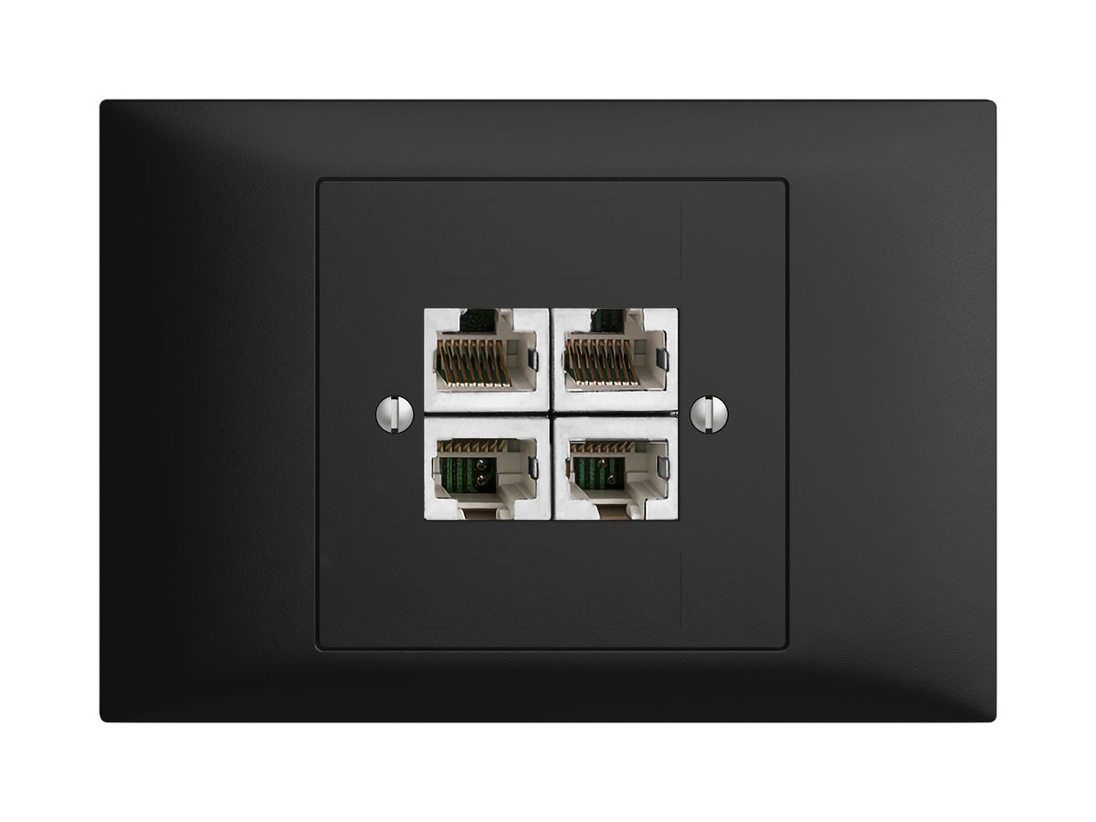 EB-Dose 4×RJ45/s 4P getr. EDIZIOdue schwarz ITplus