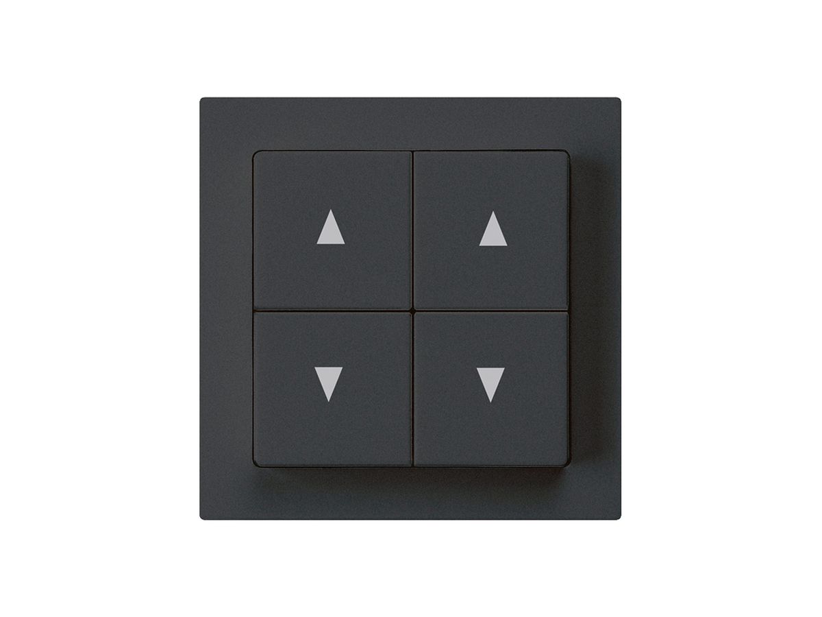 Frontset kallysto 60×60 mm schwarz für Storenschalter/Taster 4-fach