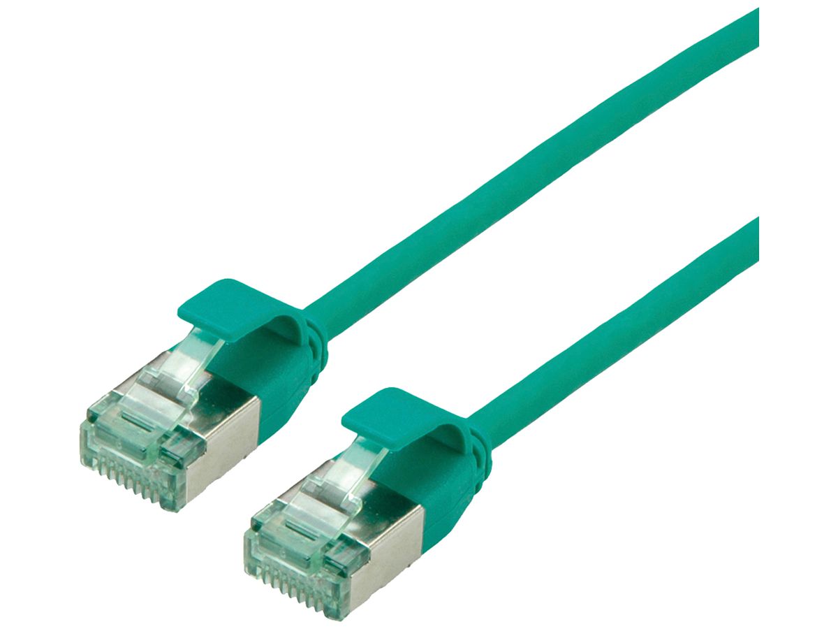 Patchkabel RJ45 ROLINE RM DataCenter slim Kat.6A U/FTP AWG32 TPE grün 0.5m