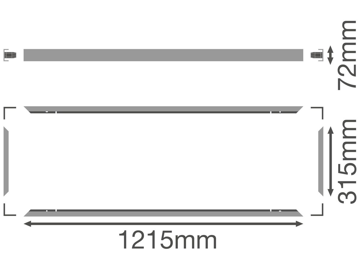 Anbaurahmen LEDVANCE MOUNT KIT H70 Aluminium 1215×315×72mm weiss