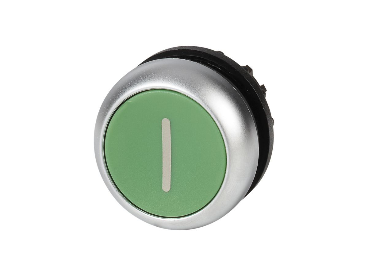Drucktaste ETN RMQ flach I grün, tastend, Ring verchromt