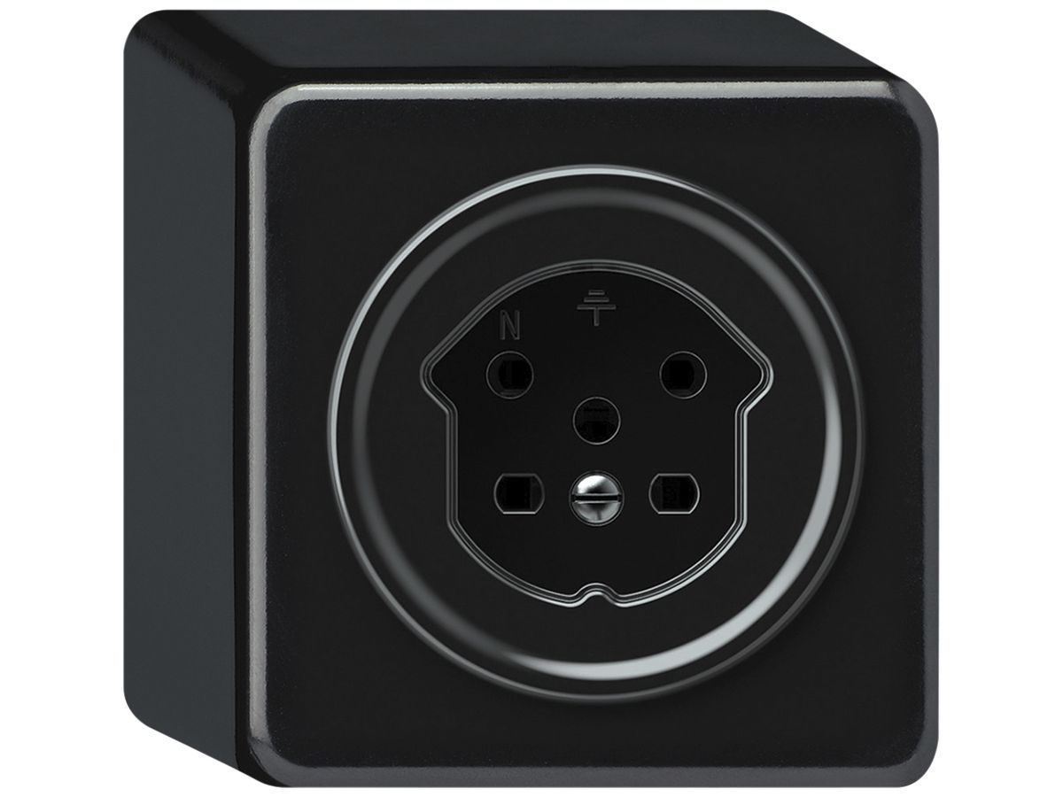 AP-Steckdose origin 1×Typ 15 10A 230V 88×88×54mm schwarz