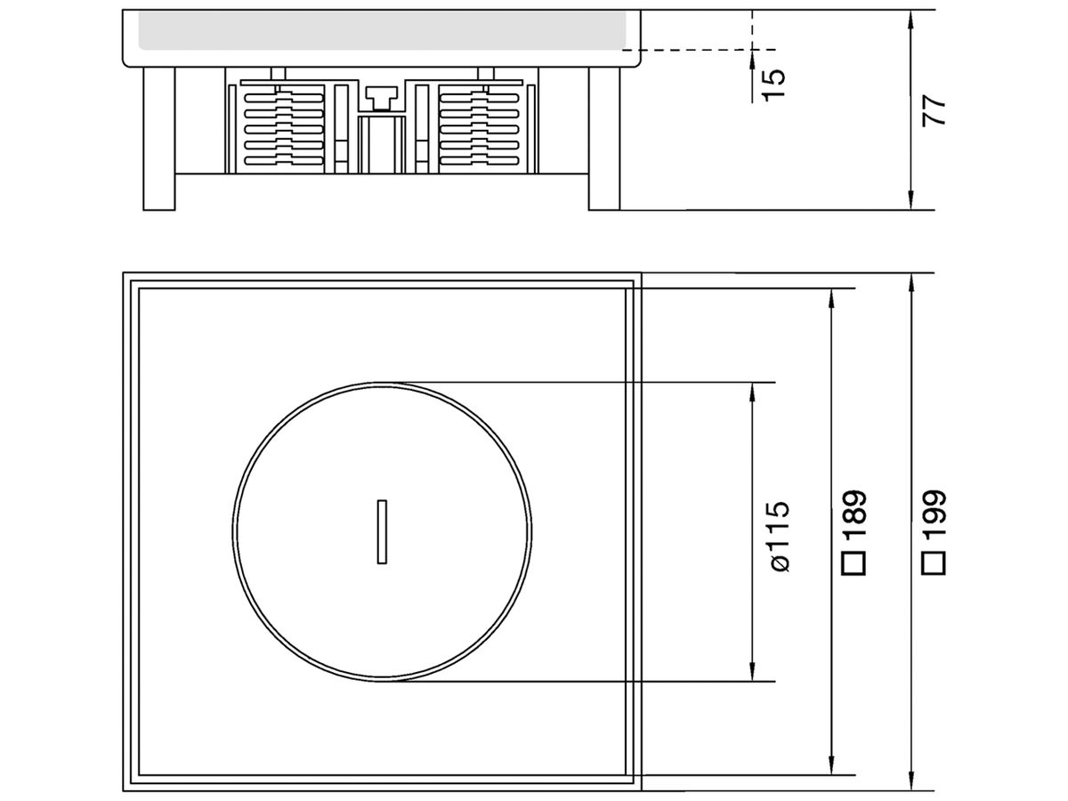 Edelstahlkassette Hager Q06 TM 6 22×200×200mm rostfreier Stahl