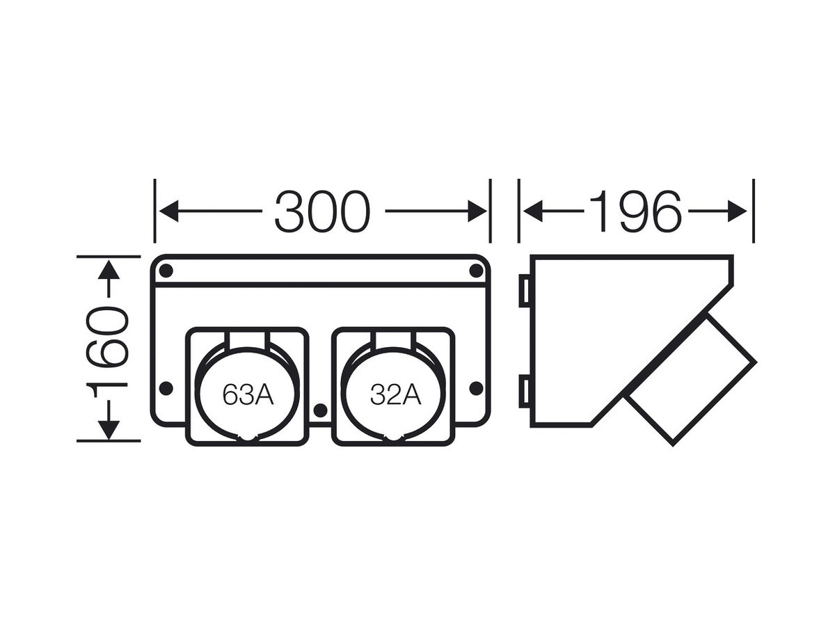 Connection Box Hensel Mi, CEE 32A, + CEE 63A, 5 P, 400V, 6h