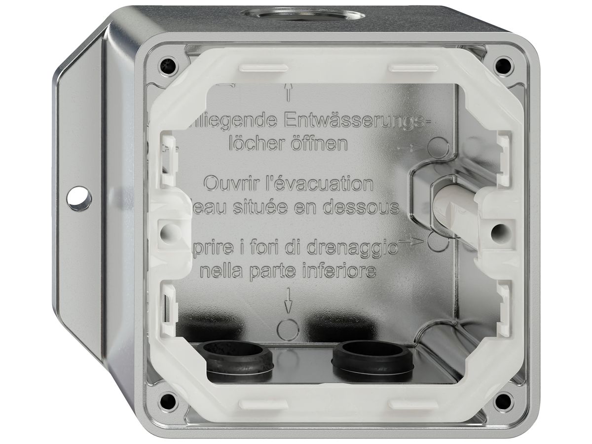 AP-Gehäuse ELEMENT 1×1 EMP Aluminium 3 Einführungen