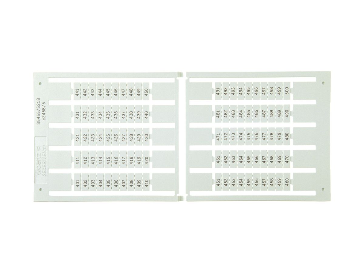 Bezeichnungsschildchen 8×12mm 10×1…10, 5 Kart. zu 100