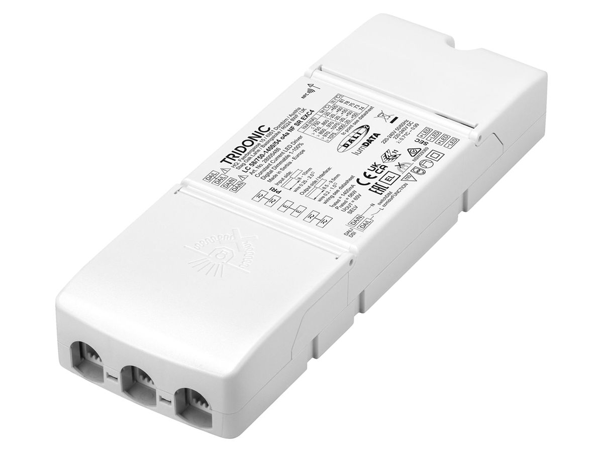 LED-Betriebsgerät Tridonic LC 40.5…58.1W 54V 750…1400mA DALI DSI DIM 200×70mm