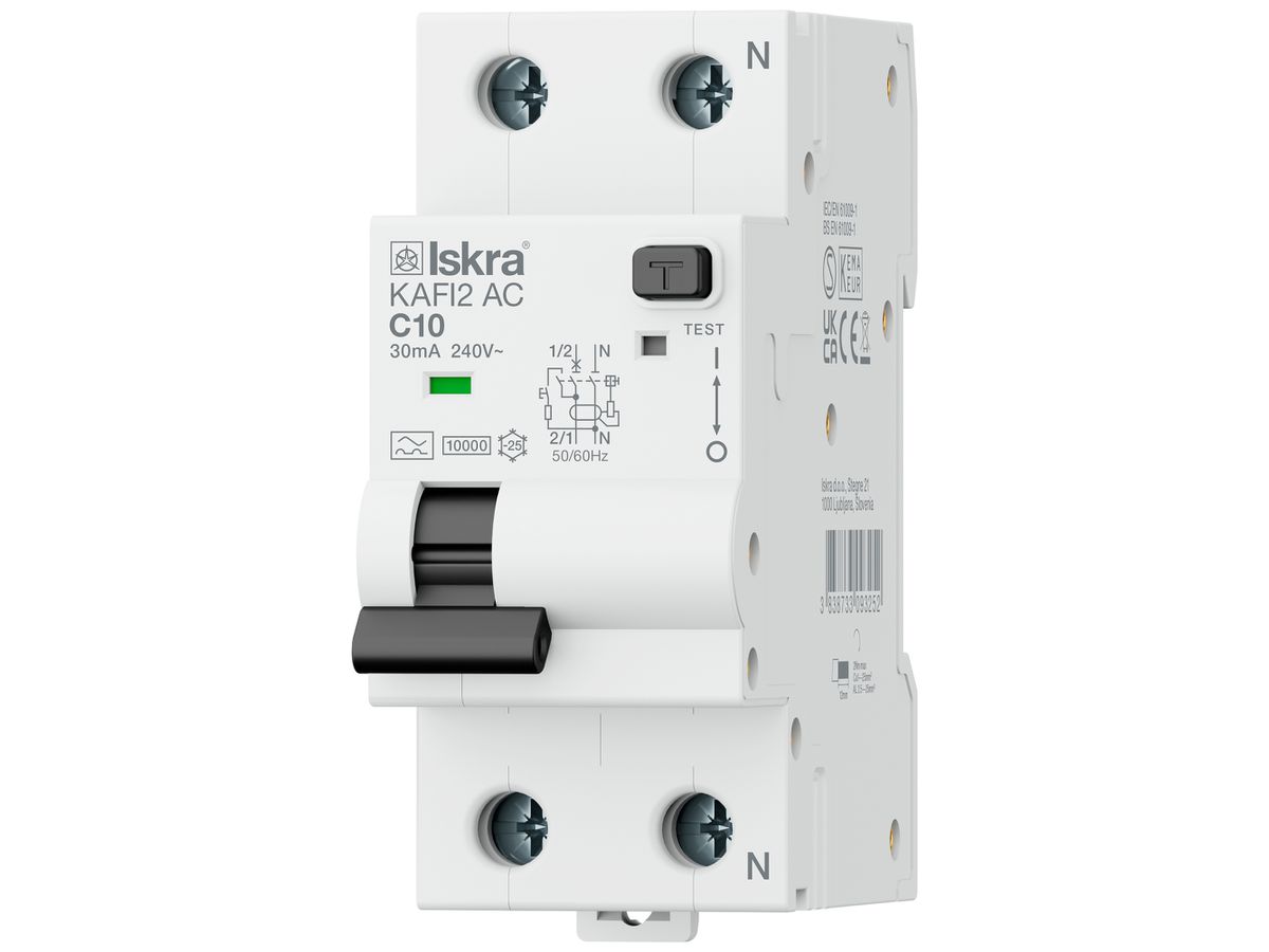 Fehlerstrom-/Leitungsschutzschalter ISKRA KAFI2 2P Charakt.C 10A 0.03A Typ A 2TE