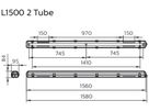 LED-Feuchtraumleuchte MAZDA WT006C 2×G13 IP65 1575mm grau