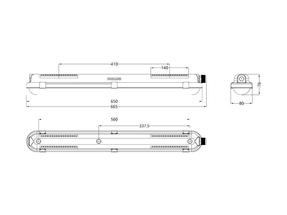 LED-Feuchtraumleuchte CoreLine WT120C 25W 2400…4000lm 4000K IP66 665mm grau