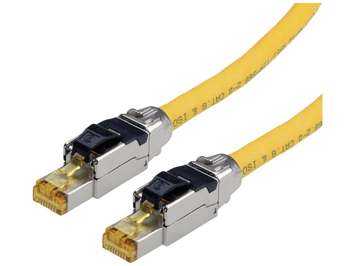 Patchkabel RJ45 ROLINE Solid Kat.8.1 S/FTP AWG22 LSZH gelb 2m