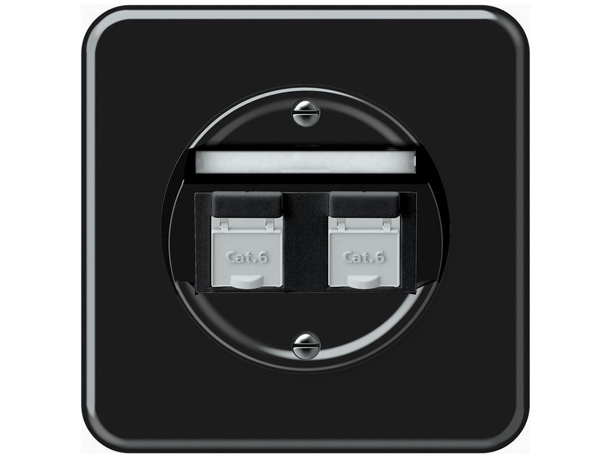 UP-Anschlussdose origin 2×RJ45 8(8) Kat.6 schräg 92×92mm schwarz