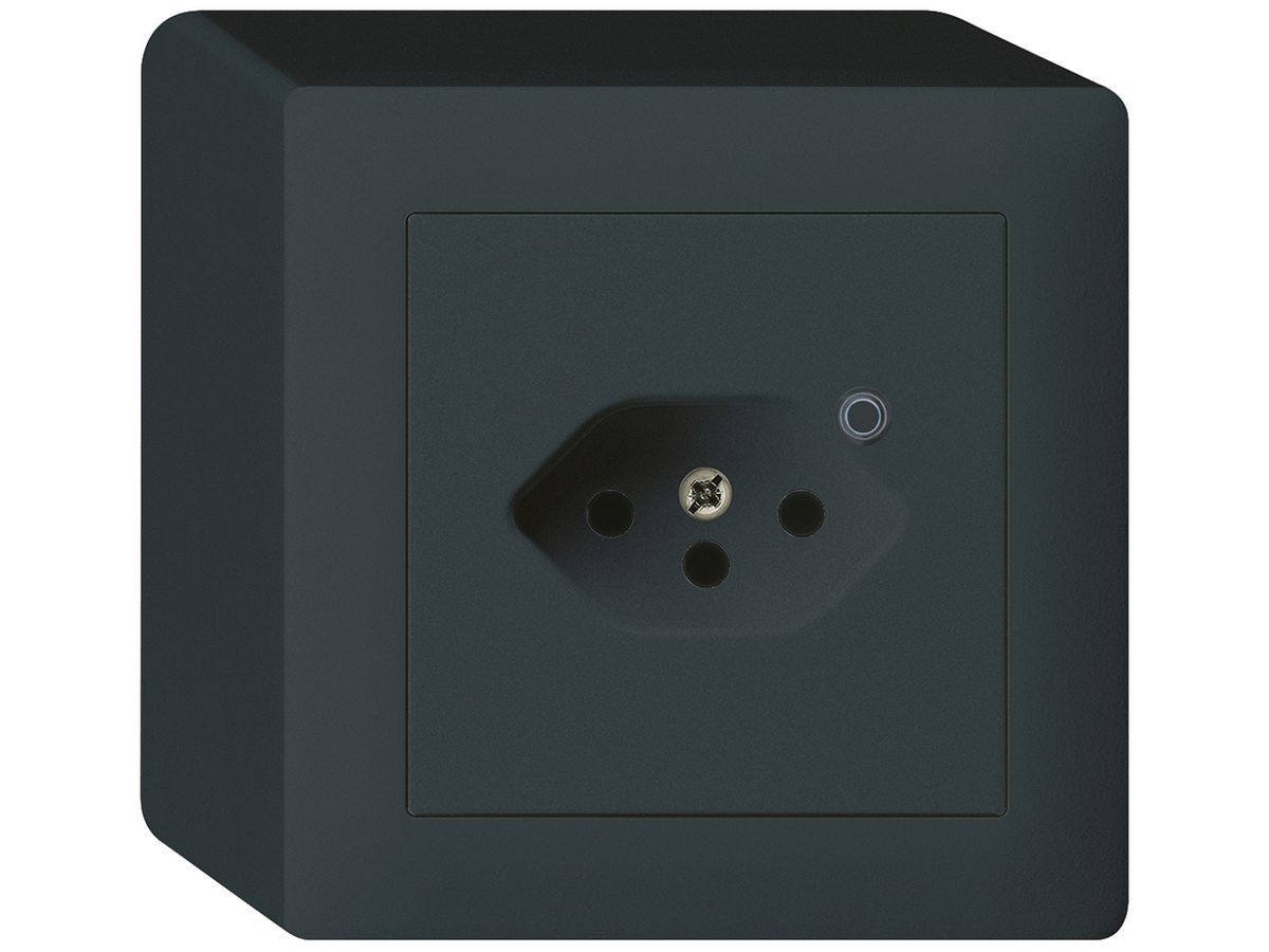 AP-Steckdose Hager kallysto 1×T13 beleuchtet Q schwarz