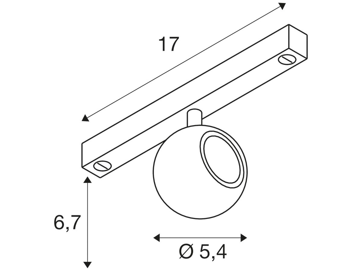 LED-Spot SLV DYSKO 6W 750lm 2700K MB DALI AD1PH 170×67mm weiss