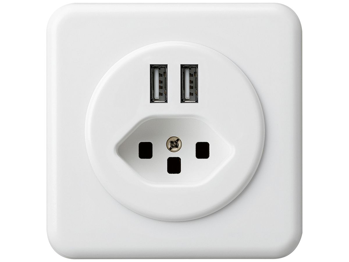 UP-Steckdose 2×USB & Typ 23 basico C 2400mA weiss