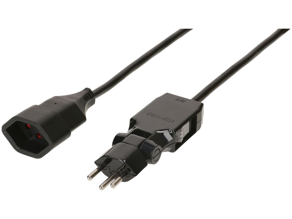 Verlängerungskabel MAX HAURI 5m Stecker Clip-Clap T12 180/130° schwarz