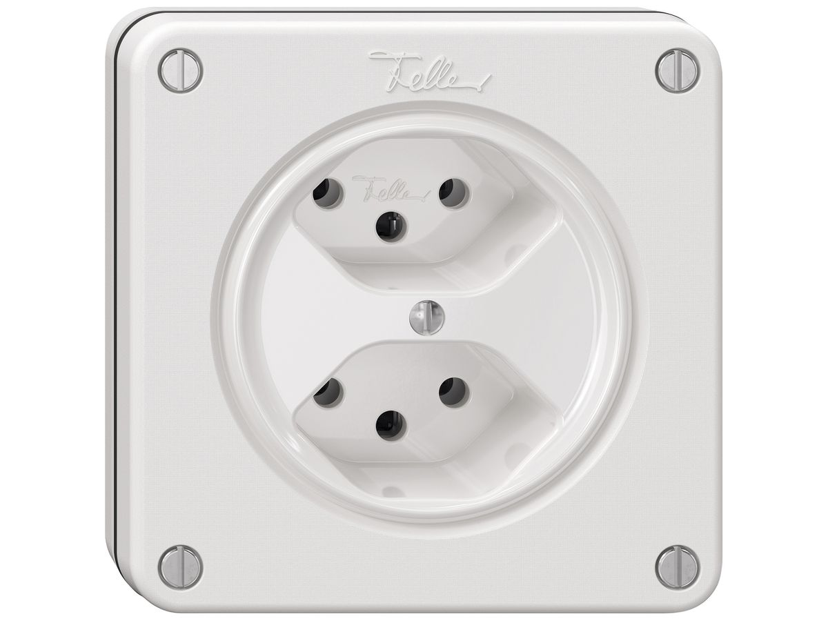 UP-Steckdose NEVO SNAPFIX® 2×T13 10A 250V 87×87×32mm IP21 ws