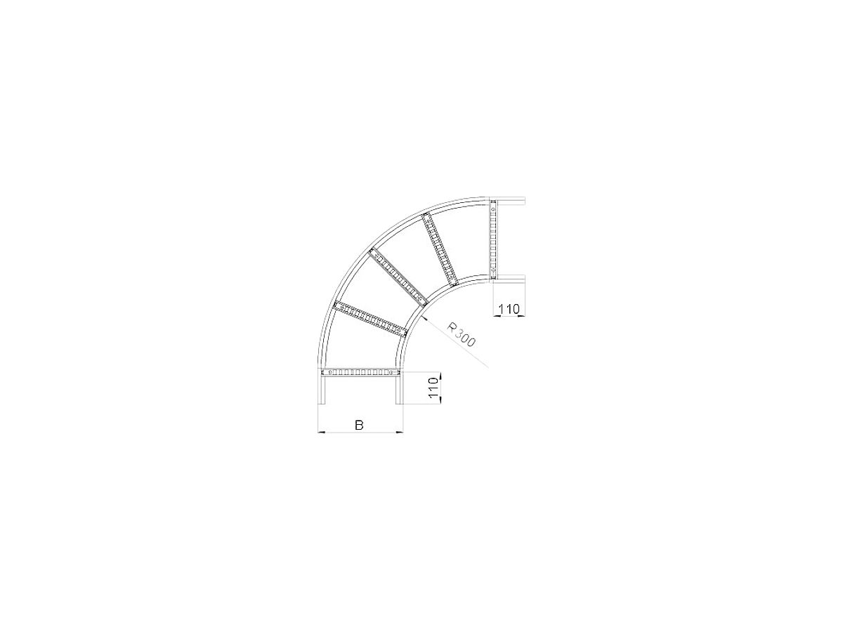 Bogen 90° horizontal Bettermann 60×600mm für Kabelleiter tauchfeuerverzinkt