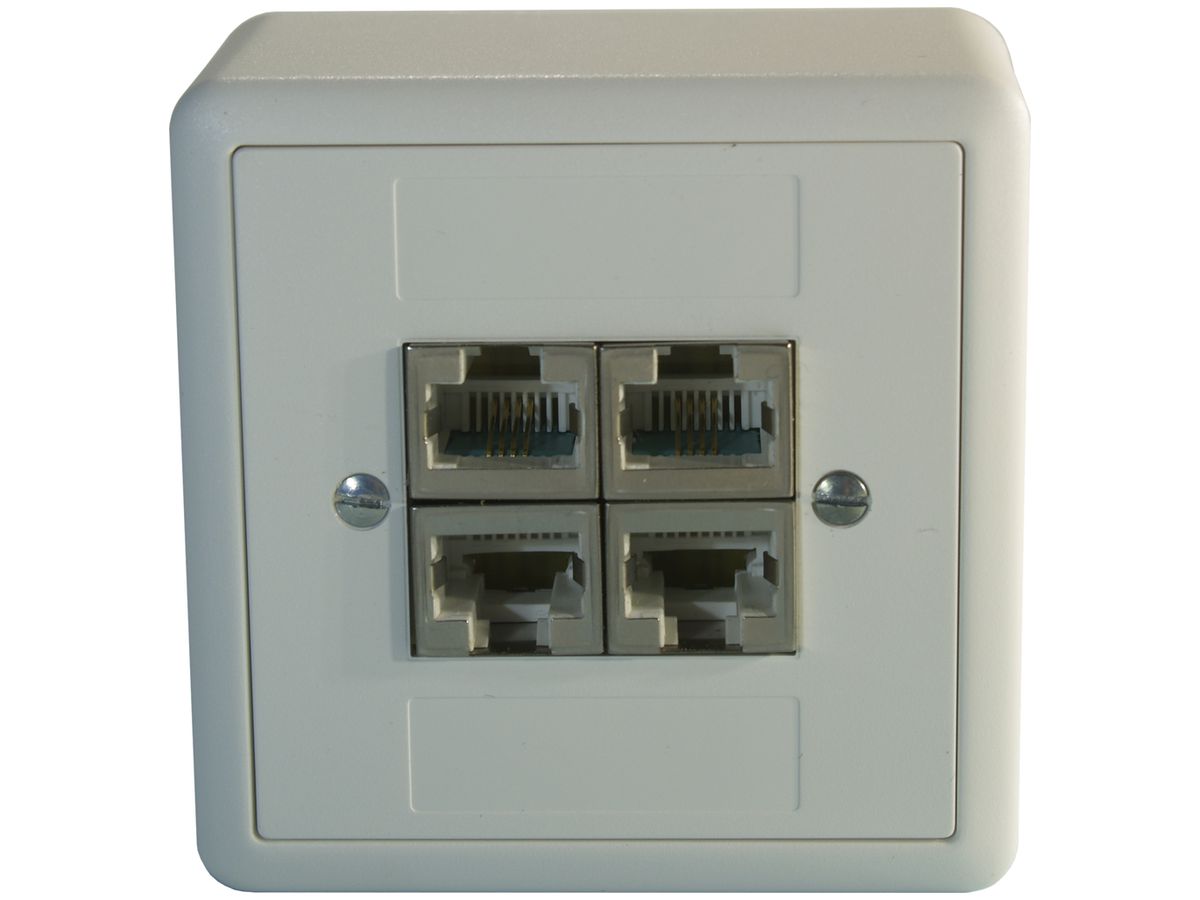 AP-Dose 4×RJ45/s 4P getr. EDIZIOdue weiss ITplus