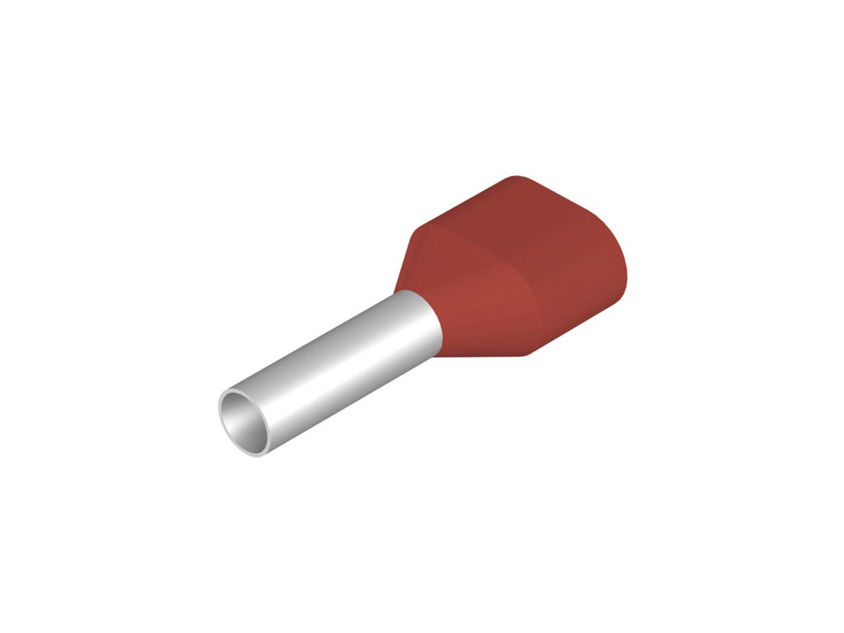 Zwillings-Aderendhülse Weidmüller H isoliert 2×1mm² 8mm rot DIN Mehrfachbeutel