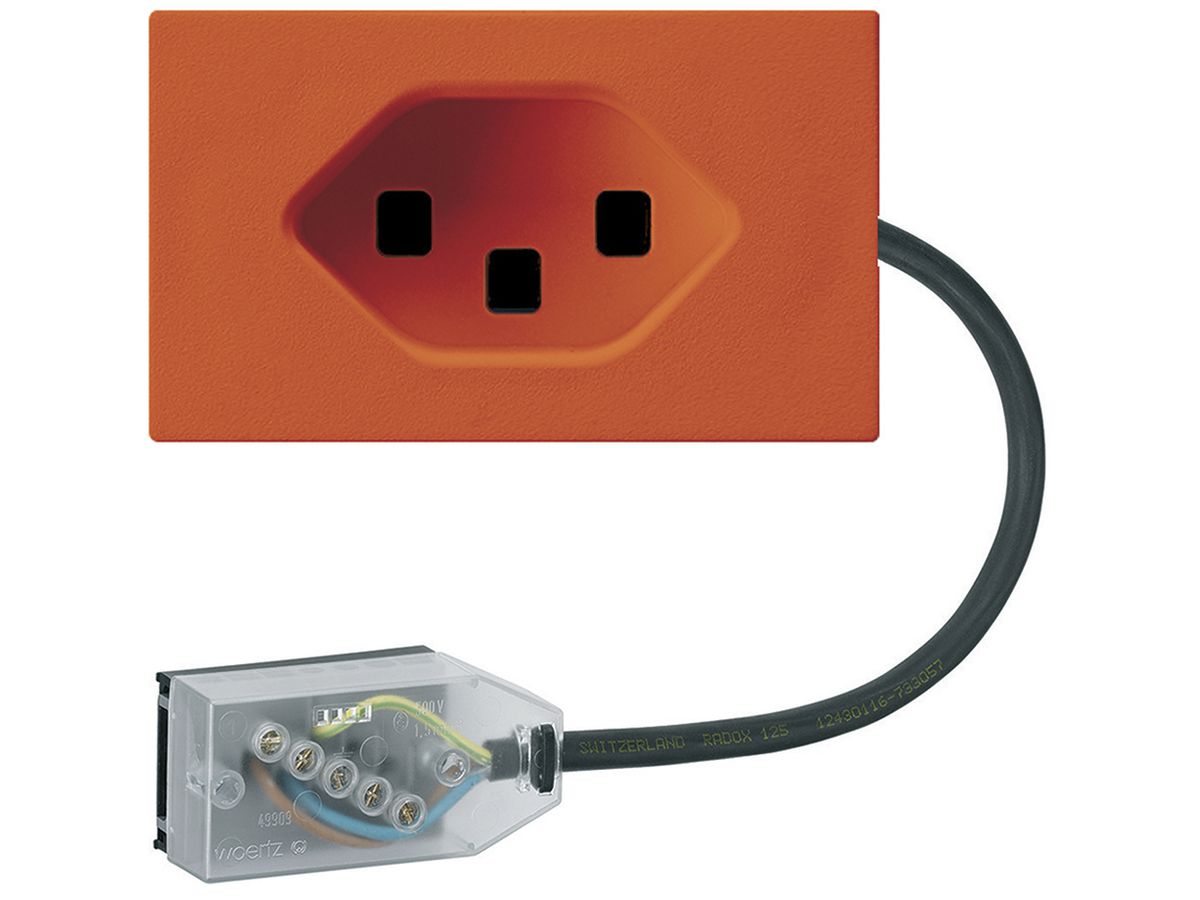 EB-Steckdose 1×Typ 23 Hager FLF für Flachkabel Technofil L2 orange