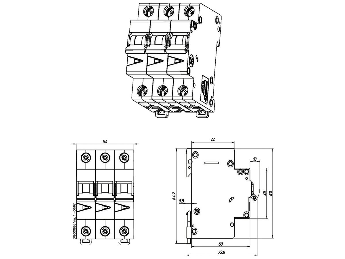 Leitungsschutzschalter Eaton FAZ-D50/3 3P 400V D 50A 10kA 3TE