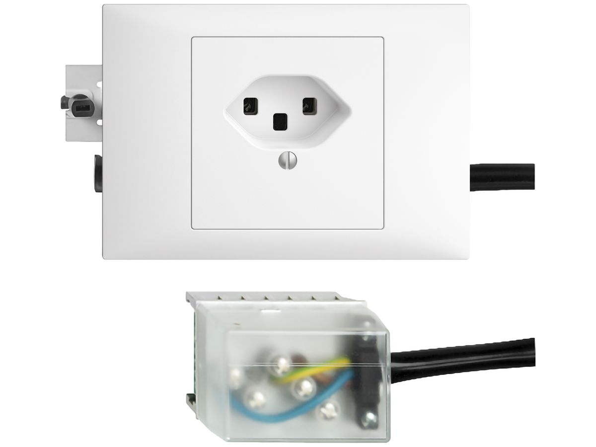 EB-Steckdose EDIZIOdue T23 L2 49…69mm weiss für Flachkabel Powerbus