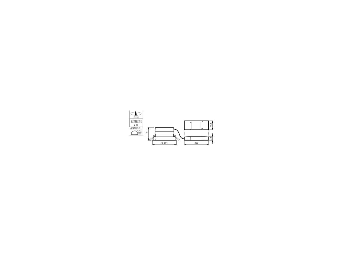 EB-LED-Deckenleuchte LuxSpace Compact DN571B LED20S/830 PSU-E C WH