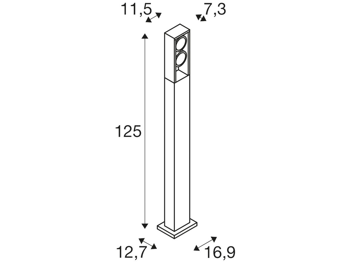 LED-Wegeleuchte SLV ESKINA FRAME 125 Pole 27W 2×1200lm 3000/4000K anthrazit IP65